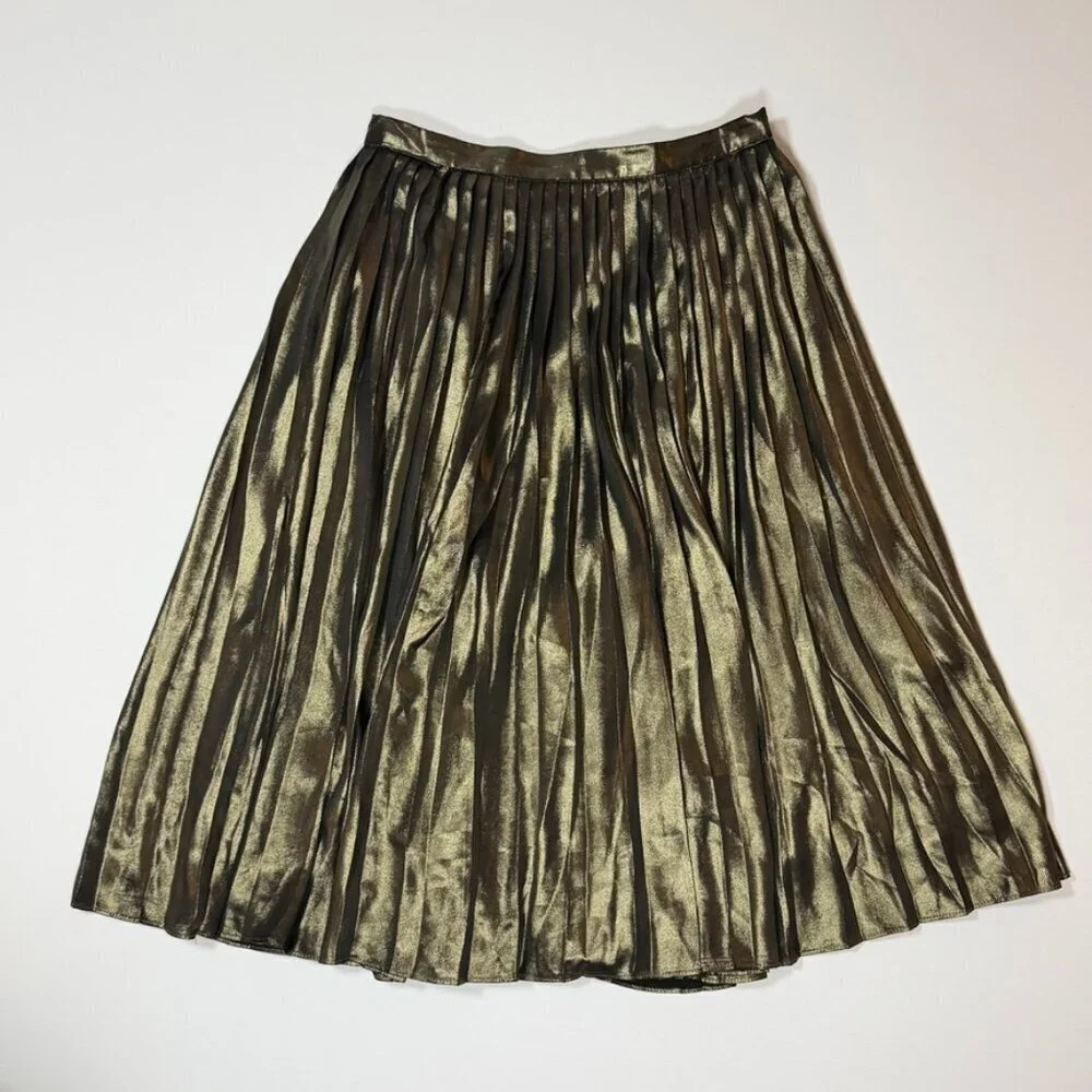 Ann Taylor Pleated Metallic A-Line Skirt